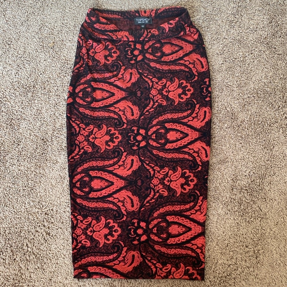 Top shop pencil shirt floral print Eur 34 US 2